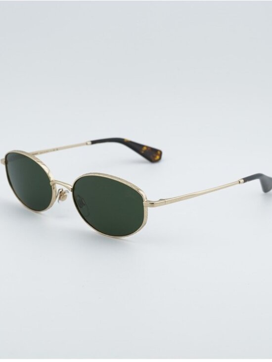 Burberry BE3169 110971 Sunglasses Gold Oval Frame, Green Lenses main image 11
